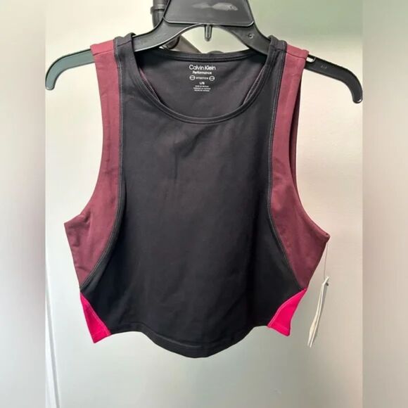 Women’s Calvin Klein Performance‎ Tank Black Colorblock Cropped Size XL NWT - Picture 4 of 4